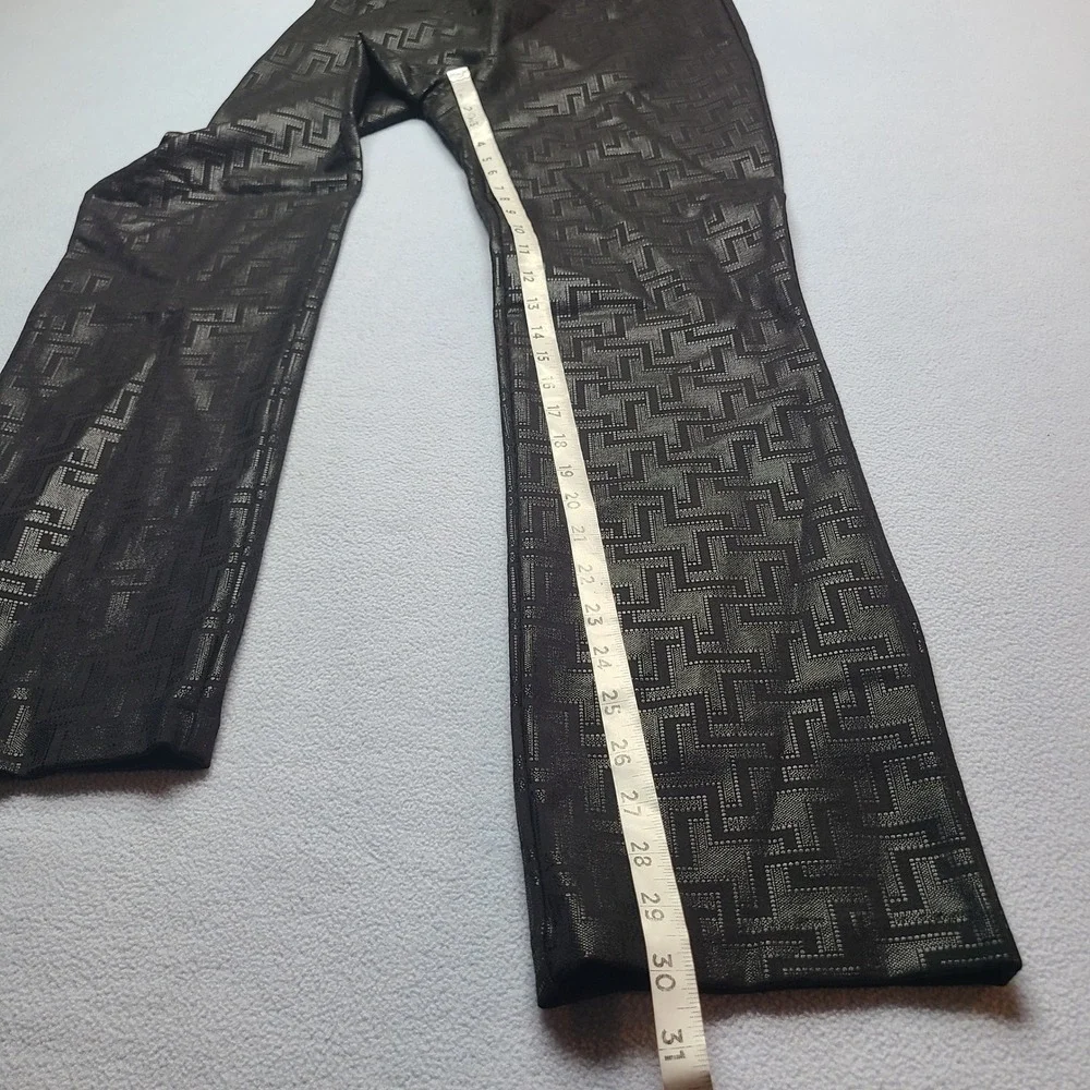 Lena Gabrielle Pants Womens 10 Black Silver Excellent Metallic Geometric Stretch
